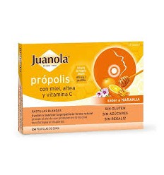 JUANOLA PASTILLAS BLANDAS PROPOLIS MIEL VIT C ALTEA SABOR NARANJA 48 G 24 PASTILLAS