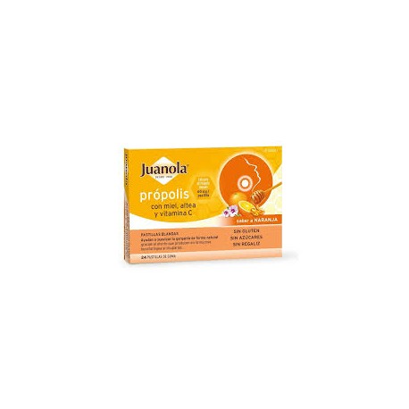 JUANOLA PASTILLAS BLANDAS PROPOLIS MIEL VIT C ALTEA SABOR NARANJA 48 G 24 PASTILLAS