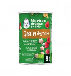 GERBER SNACK ORGANIC TRIGO ARROZ CON FRAMBUESA 1 BOLSITA 35 G