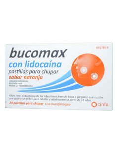BUCOMAX LIDOCAINA 24 PASTILLAS PARA CHUPAR NARANJA